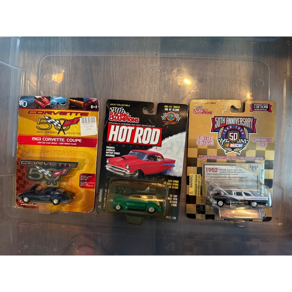 Racing Champions Diecast Lot‎ 1963 Corvette 1952 NASCAR Hot Rod 1:64 Scale 3pc